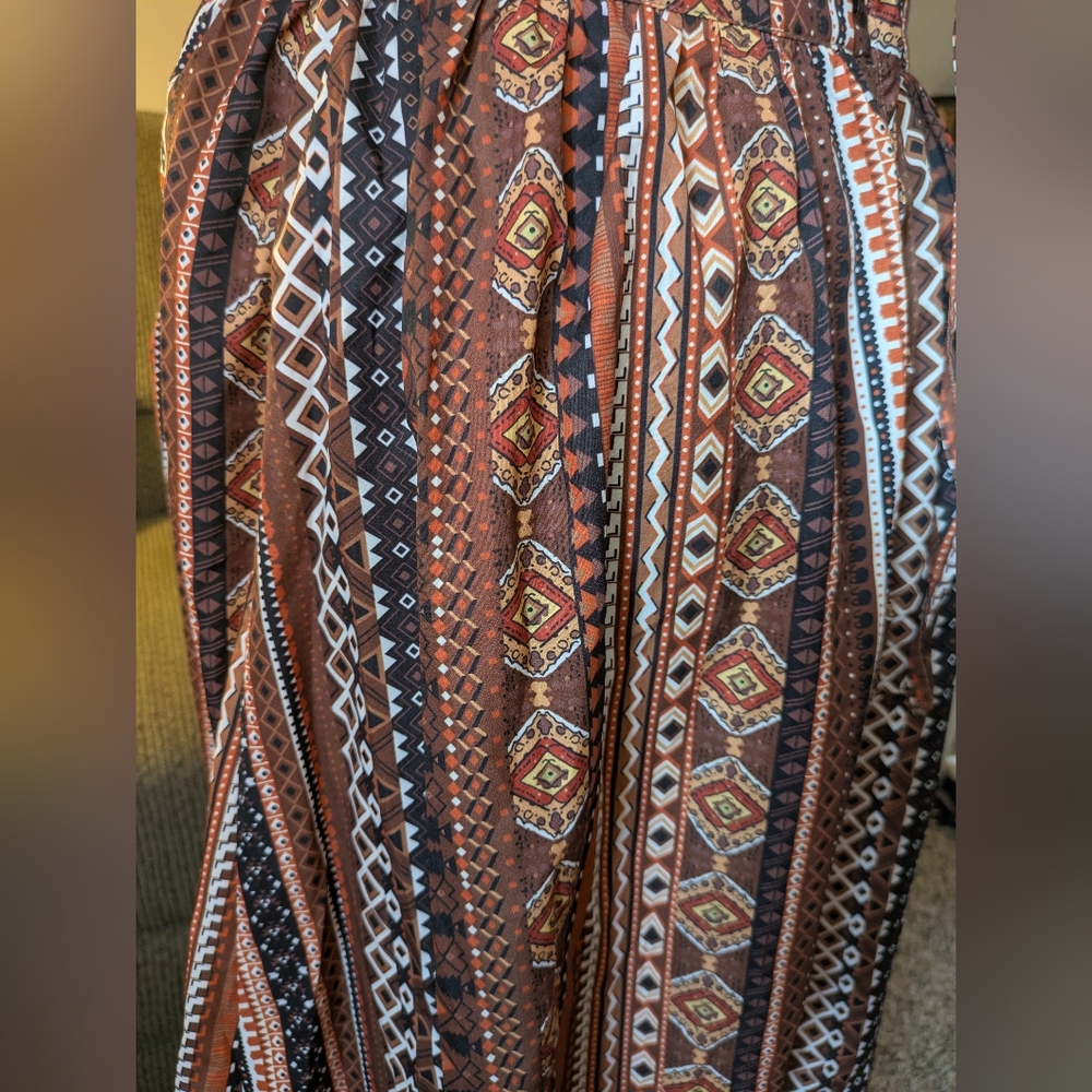 SHEIN Rust, Cream & Black Boho Wrap Maxi Dress - Picture 10 of 13